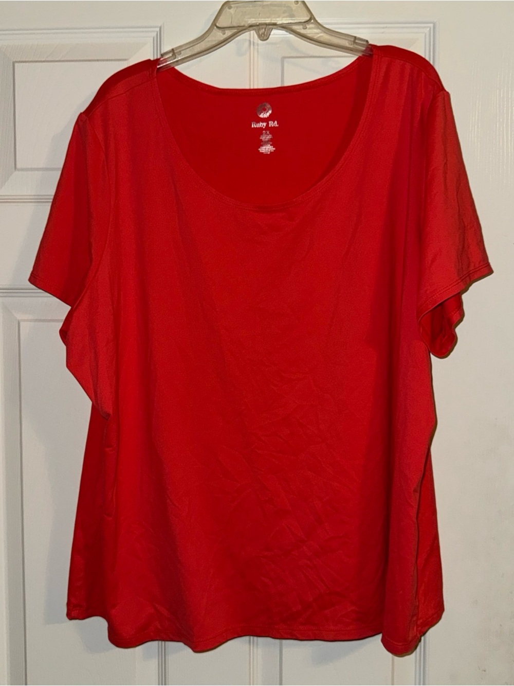Ruby Rd. Bright Red Scoop Neck Short Sleeve Tee